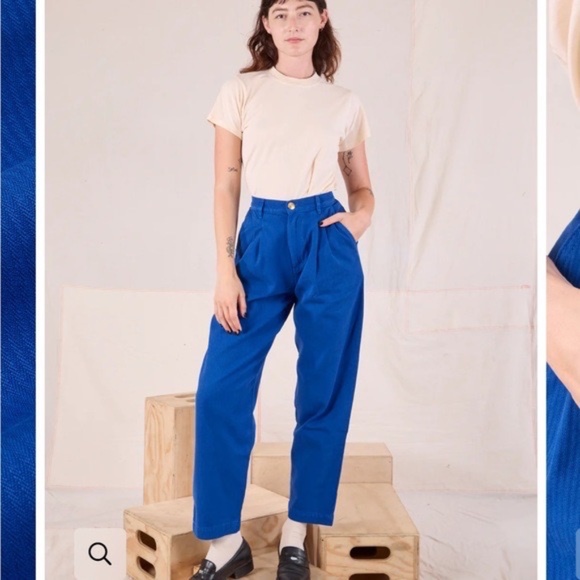 Big Bud Press Pleated Trousers in bright royal blue - size M petite - Picture 2 of 7